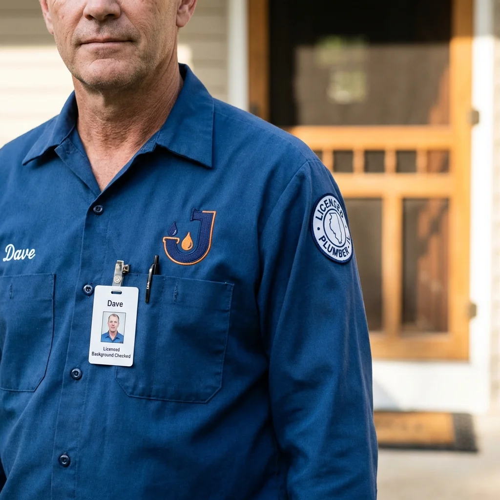Licensed plumber showing ID badge in Lake Village, AR