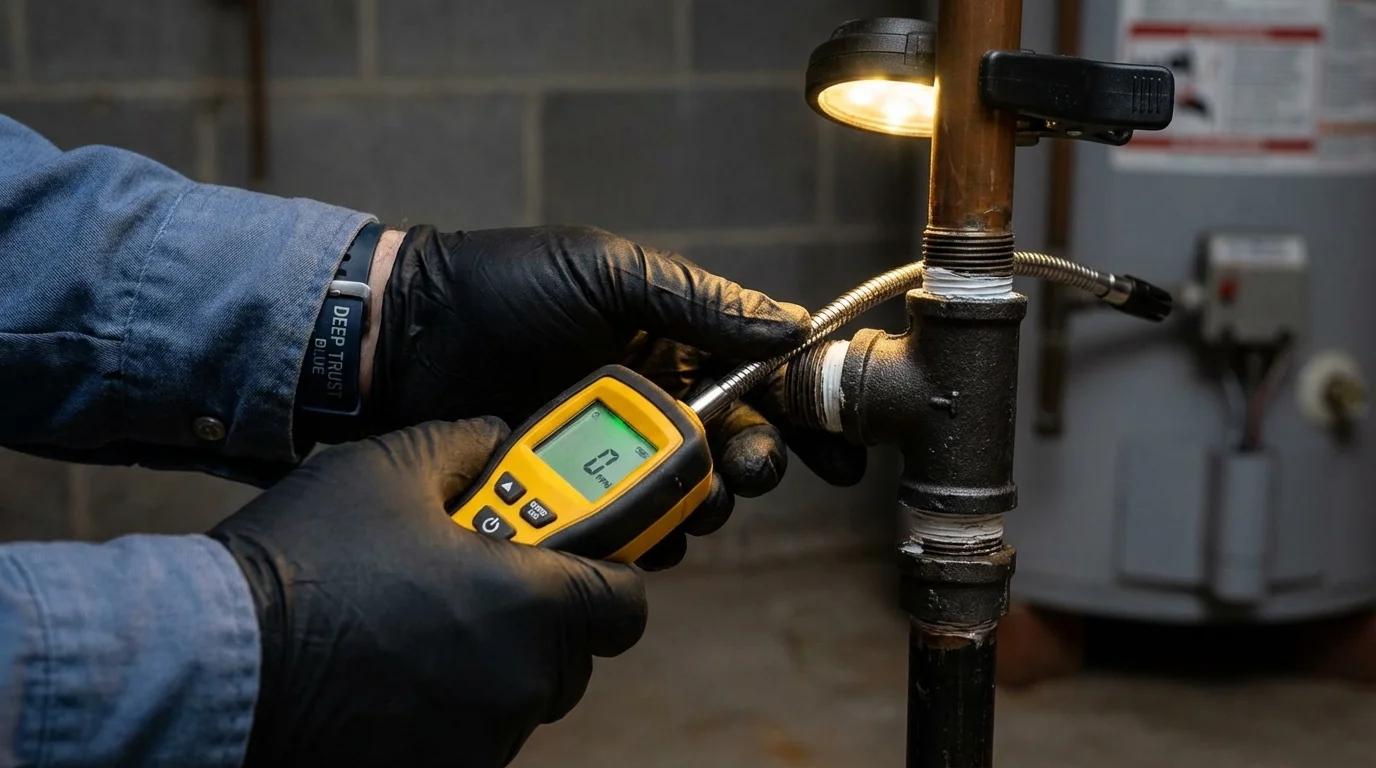 Gas leak detection with electronic sniffer by Johns Plumbing LLC in Lake Village