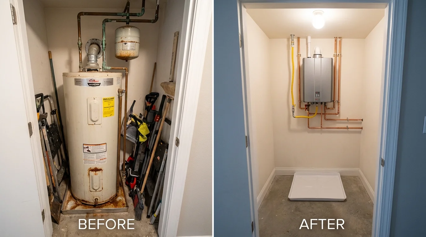 Tank water heater versus wall-mounted tankless unit comparison for Lake Village, AR homeowners