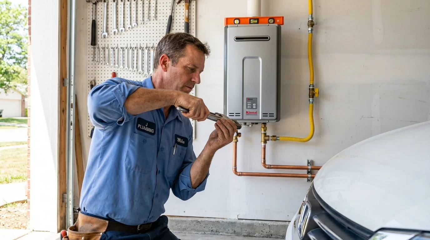 Tankless water heater installation by a Johns Plumbing LLC plumber in Lake Village